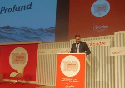 Enrique García, CEO de grupo Profand, empresa colaboradora con el Programa de Prácticas de MASCOMEX, durante su intervención en el encuentro “100 Consejos Santander 2021”